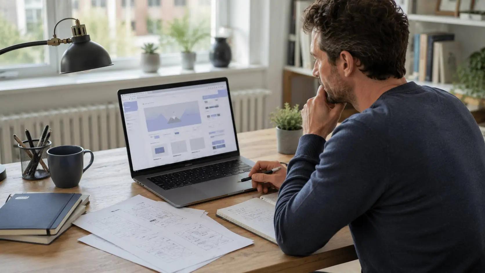 Professional analyseert de structuur en gebruikerservaring van een website.